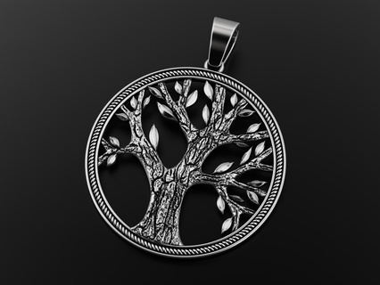 bois arbre pendentif bijoux impression 3dprinted imprimable conception bijou d'or mode or prototypage argent pendentifs 3d print model - Mito3D