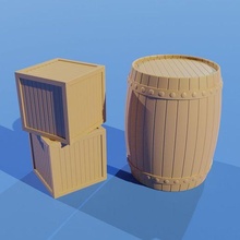 wooden barrel & crate buildings_structures 3d print model - Mito3D