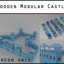 wooden castle pack tabletop terrain architecture 3dprintable building dungeons dragons house medieval nosupport printable scenery stone gaming wargaming buildings structures 3d print model - Mito3D