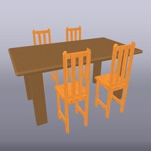wooden dining room scale 1 50 dinning house chair table 3d print model - Mito3D
