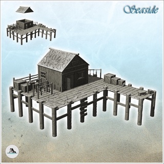 wooden dock warehouse building crates 11 - pirate jungle island beach piracy caribbean medieval skull renaissance architecture tabletop miniatures scenery wargame game terrain wargaming accessories middle age tropical buccaneers corsairs sea harbour historical modern 3d print model - Mito3D