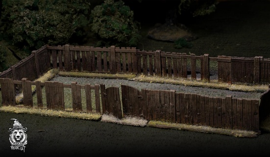 wooden fence sections 5cm 5pcs 28mm Game wargame wargaming 1/56 ww2 world war 2 bolt action terrain building kit modular 3d print model - Mito3D