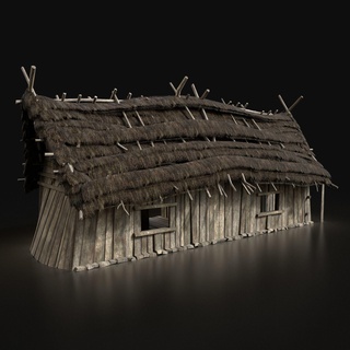 wooden house thatched medieval fantasy hut cabin cottage village next gen aaa ue4 unreal unity forest settlement viking exterior 3d print model - Mito3D