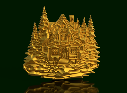 wooden house pine trees 3d print model - Mito3D