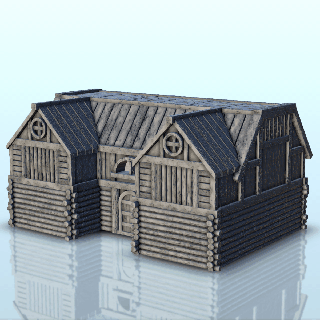 wooden log warehouse 3 - warhammer age sigmar alkemy lord rings war rose warcrow saga architecture house miniatures building scenery wargame figures game terrain dungeon dark fantasy games accessories middle 3d print model - Mito3D