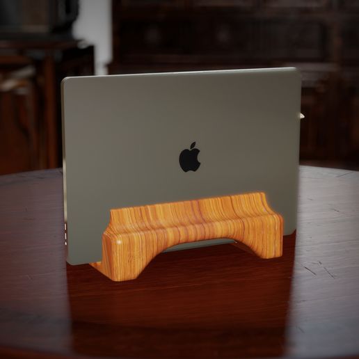 madera macbook muelle soporte artilugio ordenador portátil cuaderno ultrabook tableta estante estación 3D print model - Mito3D