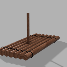 wooden raft diorama gadget river wood cabin 3d print model - Mito3D