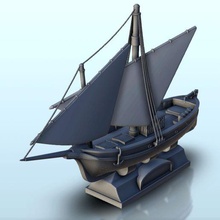 wooden sailboat double mast base 4 - china asia japan warhammer age sigmar 3d print model - Mito3D