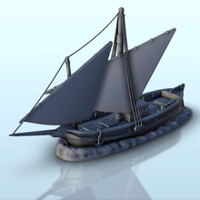 wooden sailboat double mast base 5 - china asia japan warhammer age sigmar 3d print model - Mito3D