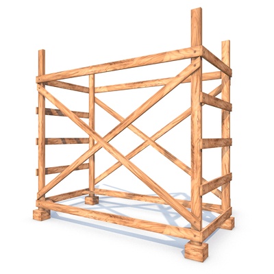 wooden scaffolding architecture 3d model construction design architecture wood structure building support frame beams structural diy project scale realistic assembly timber equipment detailed architectural 3d print model - Mito3D