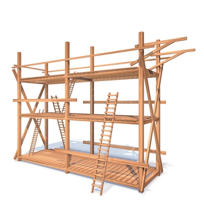 wooden scaffolding no4 architecture 3d model construction design architecture wood structure building support frame beams structural diy project scale realistic assembly timber equipment detailed architectural 3d print model - Mito3D