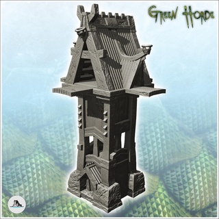 wooden stone chaos tower large open platform 11 - ork green horde fantasy beast demon ogre building architecture tabletop miniatures scenery wargame game terrain house accessories orc warrior rings lotr medieval orcus evil savage waaagh grunt 3d print model - Mito3D