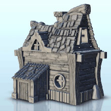 wooden traditional house 1 - medieval flames war bolt action saga dba age sigmar warhammer architecture modern empire thumbnails building scenery wargame figures game land games accessories 3d print model - Mito3D