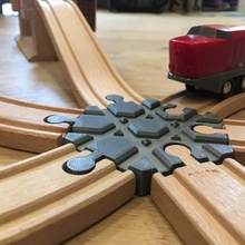 wooden train track intersection 6 ways brio ikea game freecad railway toy accessories 3d print model - Mito3D