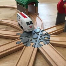 wooden train track intersection 8 ways brio ikea game freecad railway toy accessories 3d print model - Mito3D