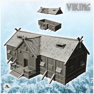 wooden viking building access stairs pediment chain 16 - north northern norse nordic saga 28mm 15mm building architecture tabletop miniatures scenery wargame game terrain house accessories dark fantasy viking lotr age scandinavian middle clash normans medieval  3d print model - Mito3D