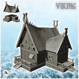 wooden viking house platform double stairs annex 12 - north northern norse nordic saga 28mm 15mm building architecture tabletop miniatures scenery wargame game terrain accessories dark fantasy lotr age scandinavian middle clash normans medieval 3d print model - Mito3D