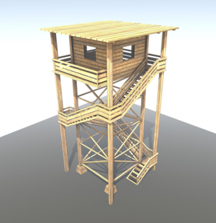 wooden watch tower Architecture wooden post guard post wooden guard post  3d print model - Mito3D
