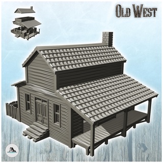 wooden western house roof terrace 29 - usa america acw american civil war history historical building architecture tabletop miniatures scenery wargame game terrain accessories wild old west modern far desperados texas confederate secession union 3d print model - Mito3D