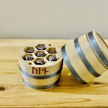wooden wine barrel dice set box viking roll dnd pathfinder dicebox diceholder diceset nix 3d print model - Mito3D