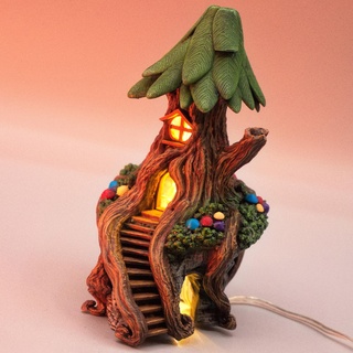 bois abri cabane Fée chalet lumière lampe miniature fainerie jardin 3d print model - Mito3D