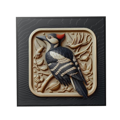 picchio animale sollievo arte animali yeggi mito3d fallimento google ciondoli medaglione animal relief wall art parete 3d print model - Mito3D