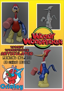 woody woodpecker articulated 1940s series tv 70s 80s action figures 3d print model - Mito3D