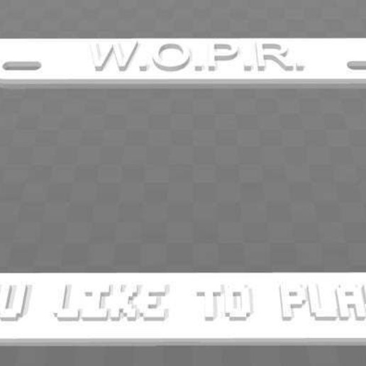 wopr - sarebbe come giocare il gioco license plate frame art segni loghi giochi di guerra 3D print model - Mito3D