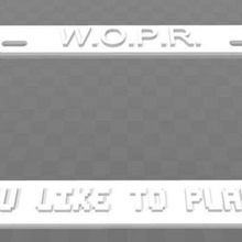 wopr - would you like play game license plate frame art signs logos war games 3d print model - Mito3D