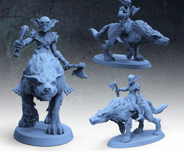 worg riders goblin Game art toy dnd dungeon and dragons pathfinder tabletop rpg miniatures monters ttrpg highdetails rider wolfrider 3d print model - Mito3D