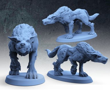 worg wolfs Game art art toy dnd dungeon and dragons pathfinder tabletop rpg miniatures ttrpg highdetail wolf worg  3d print model - Mito3D