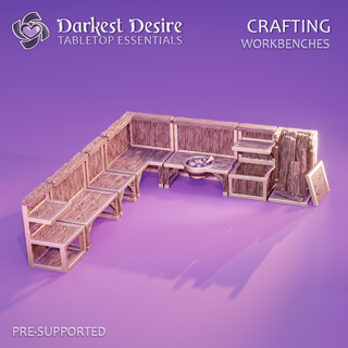 workbenches lotr scenery terrain boardgame interior fantasy wargaming rpg dungeons dragons dnd d&d scatter tabletop miniatures crafting merchants 3d print model - Mito3D