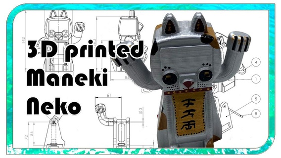 Çalışma 3d basılı Maneki Neko oyun kedi şans şanslı Manekineko manekinekocat sallayarak Katze mekanik_oyuncaklar 3d print model - Mito3D