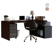 workplace 014 office table work desk computer chair curbstone cabinet drawer wall panel organizer stationery supplies accessories laptop imac lamp paper tray box tablet for papers decor desktop workstation 3d print model - Mito3D