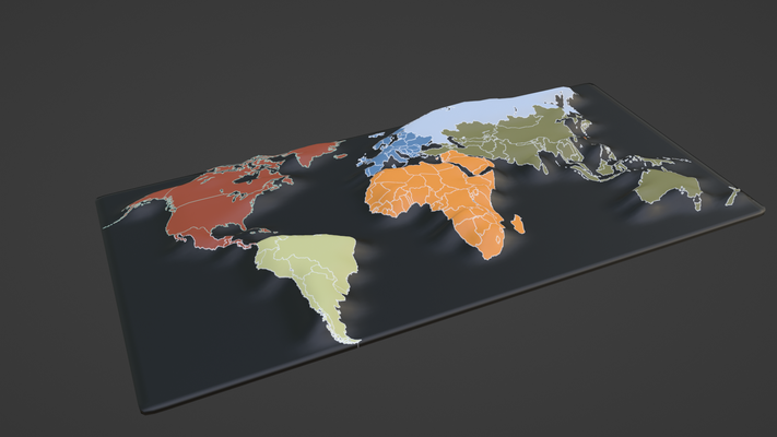 monde carte topographie satellite drapeau etat pays terre espace terrestre ville territoire géographique world map continent l'europe afrique australie 3d print model - Mito3D