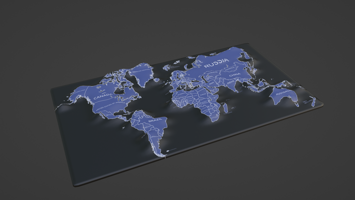 mundo mapa topografia satélite bandeira país terra espaço terrestre cidade território geográfico world map continente europa áfrica austrália 3d print model - Mito3D
