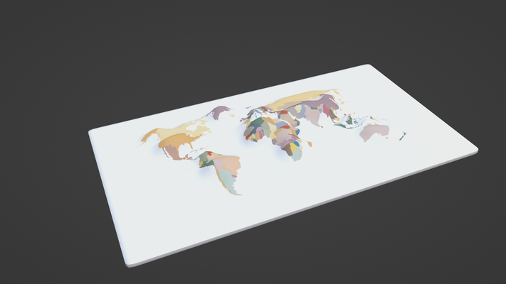 monde carte topographie satellite drapeau etat pays terre espace terrestre ville territoire géographique world map continent l'europe afrique australie 3d print model - Mito3D