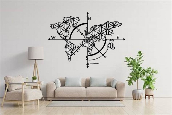 world map mural art table decoration wall home house 3d print model - Mito3D