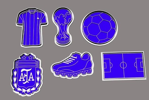 world soccer set Various cookie cutter cutters cup ball afa argentina t-shirt bootie 3d print model - Mito3D