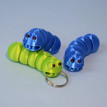 worm art flexy trinket printinplace articulated moving flexible toy keychain gift flex cute 3d print model - Mito3D