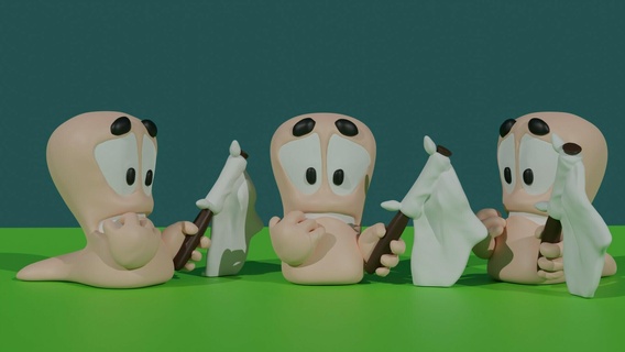 worms surrender white flag 3d print model - Mito3D