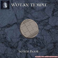 wotan temple base 50mm free kickstarter stl pre-supported game miniatures bases odin vikings norse axes runes wargames space wolves warhammer 40k dnd terrain asgard valhalla 3d print model - Mito3D