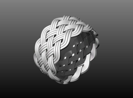 woven strand braided pigtail elegance ring jewelry gold printable jewellery rings engagement silver three two four 3d print model - Mito3D
