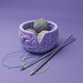 tissé fil bol artisanat tricoter crochet art titulaire soutien cadeau idée laine mère journée grand aiguille travail 3d print model - Mito3D