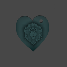 Guau Alianza corazón colgante pendiente joyería joya cabeza león mundo Warcraft 3d print model - Mito3D