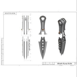 spettro cimelio famiglia kunai coltello apice stampabile 3d modello stl + cad bundle personale uso 3d print model - Mito3D