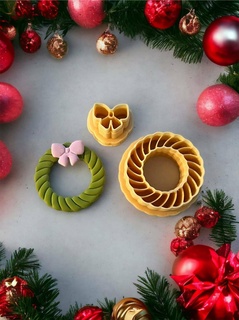 wreath bow set stl file download polymer clay cutter jewelry cookie 3d print model - Mito3D