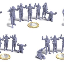 ww1 surrender soldiers 5 nationalities 3d print model - Mito3D