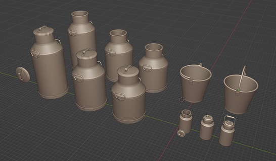 ww2 - buckets milk canisters - 1 35 diorama 1 35 hobby box container canister milk bucket  3d print model - Mito3D