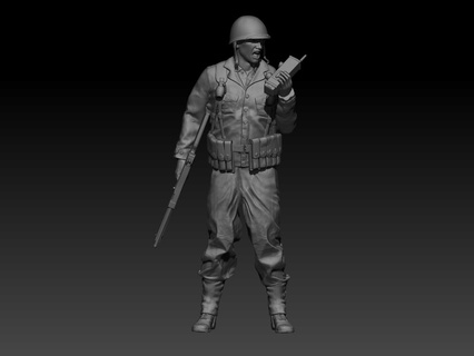 ww2 americano piede soldato walkie giocattoli figura Vietnam guerra durante seconda mondiale uso militare ss tigre pantera Tedesco ufficiale 3d print model - Mito3D